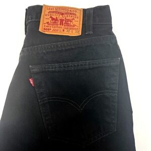 Levi Strauss 505 Regular Fit Straight Leg Y2K Men Black Jean W32 L32/Measures 28